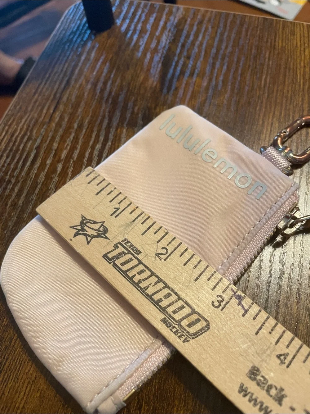Lululemon Light Pink zippered Coin Wallet W/ Small Carabiner Clip